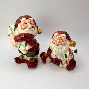Vintage Fitz & Floyd 1990 Old World Christmas Elves Salt & Pepper Shakers Set